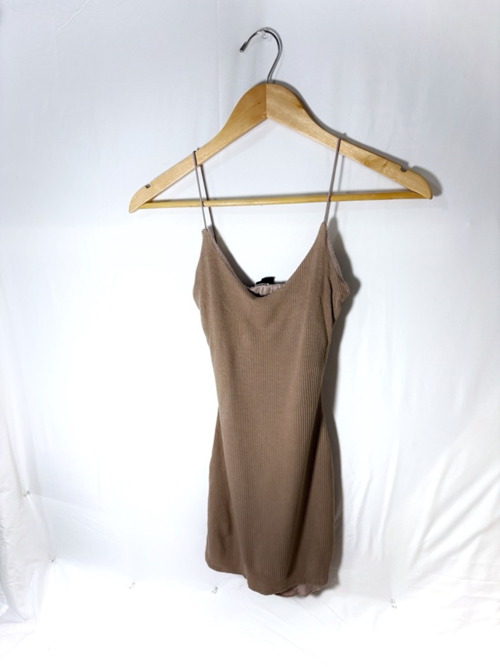 Windsor Ribbed Slip Dress in Beige